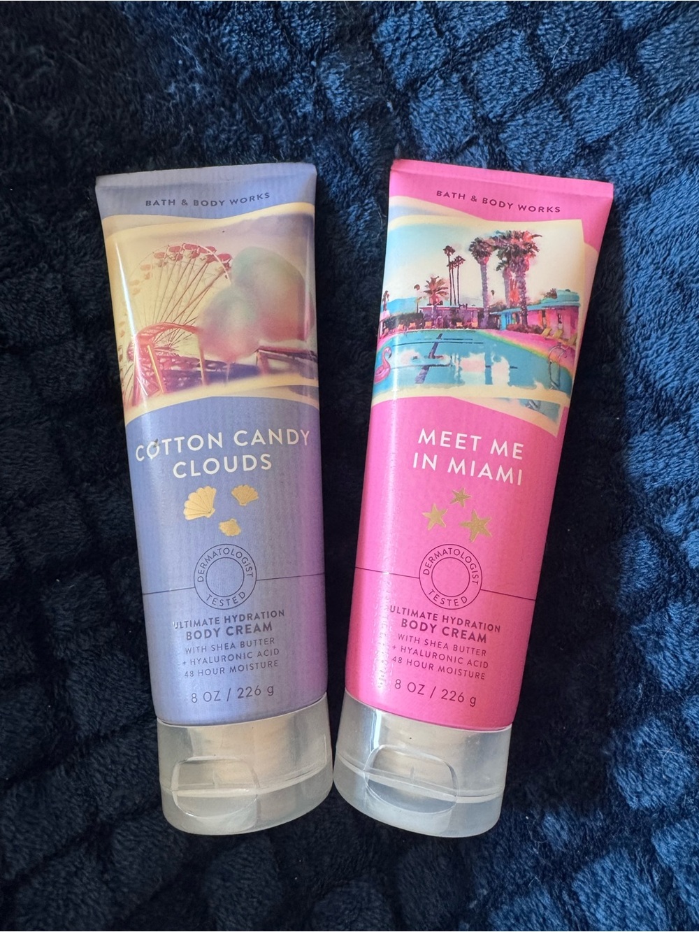 Lot 2 New Bath And Body Works Body Cream Meet Me In Miami Cotton Candy Clouds